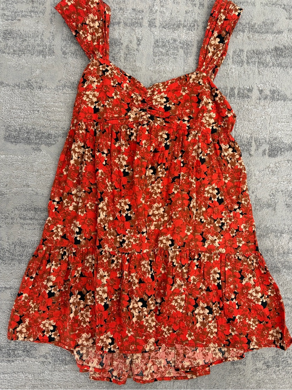 Free People Orange Floral Tiered Sundress